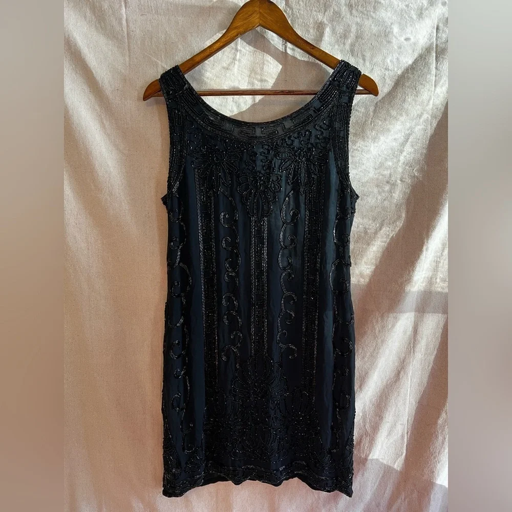 Vintage DKNY Black Silk Beaded Dress Size 10​​